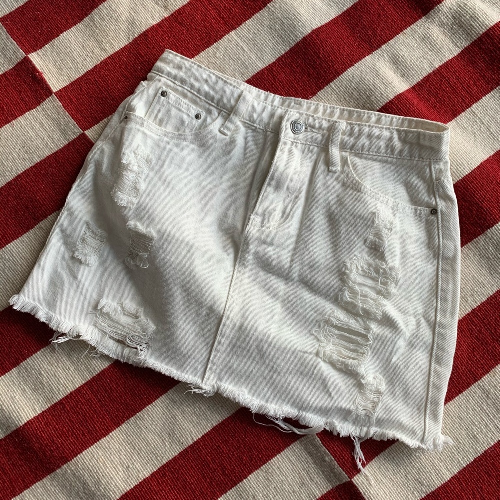White jeans skirt